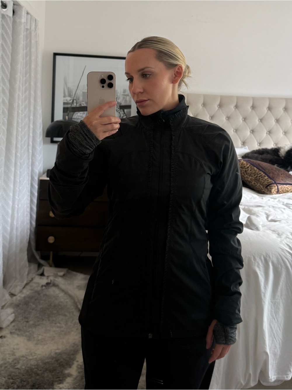 Vintage Lululemon Black Ruffle Pleated Jacket Thumbholes